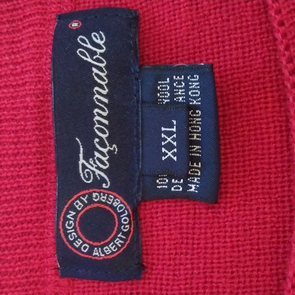 NWOT Faconnable XXL Red Merino Wool Crew Neck Sweater - Picture 3 of 11